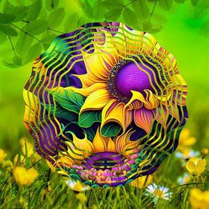 Beautiful 10" Sunflower Wind Spinner Windspinner Made to last many years
